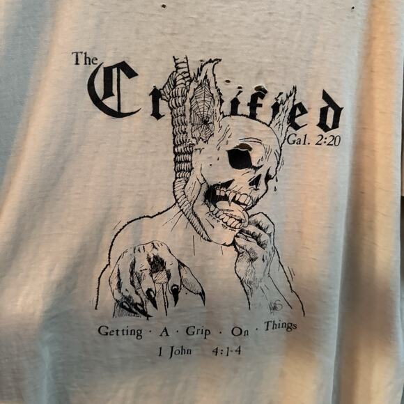 Vintage 1989 The Crucified Getting A Grip On Things T Shirt L Hardcore Thrash - Picture 5 of 9